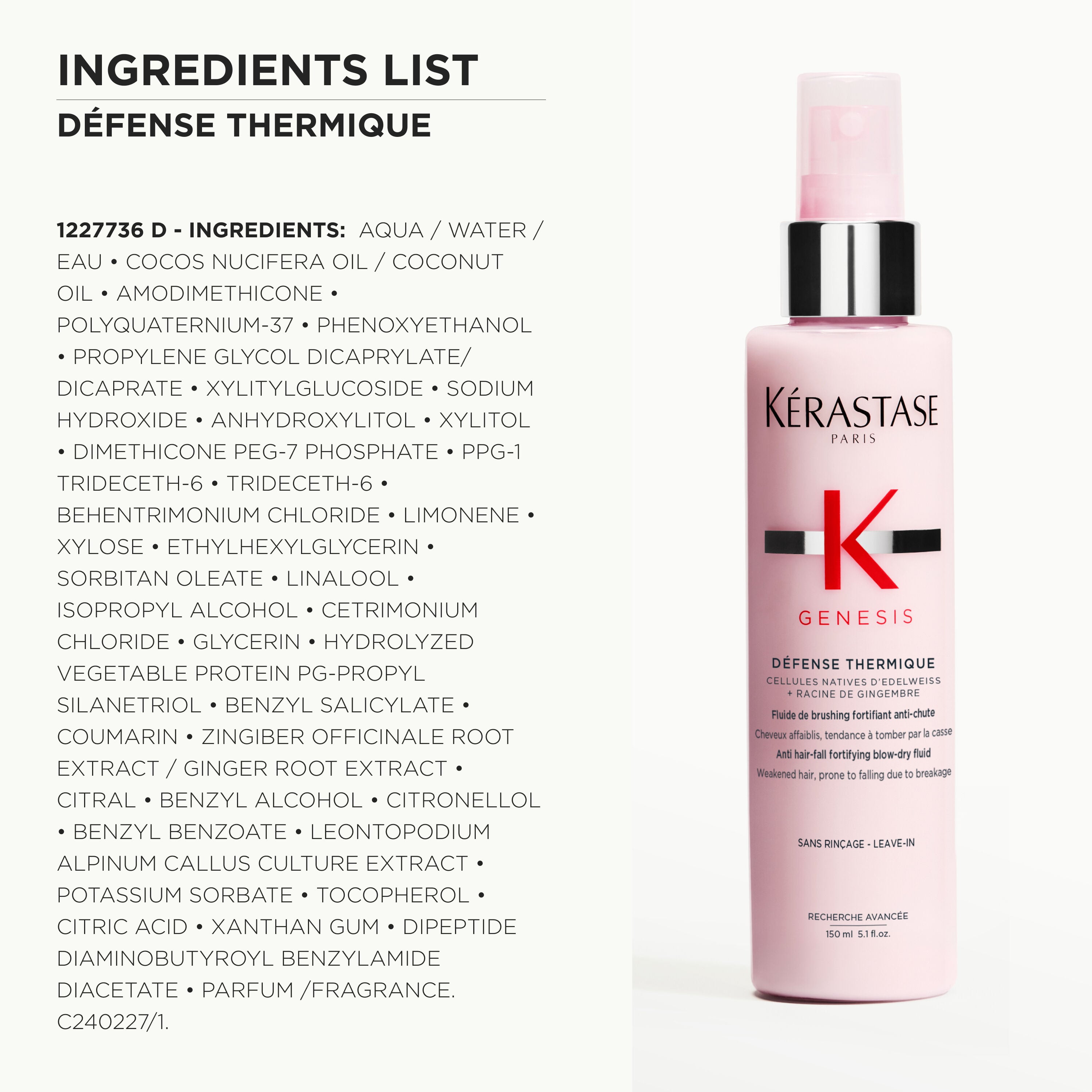 Kerastase Genesis Anti-Hairfall Heat Protectant Spray - Before and after